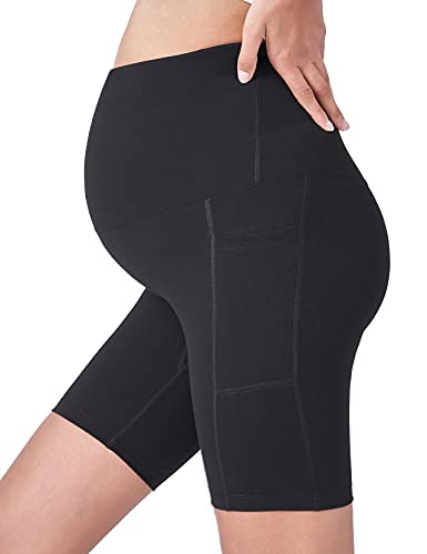Black Maternity Yoga Shorts for Bump and Workout