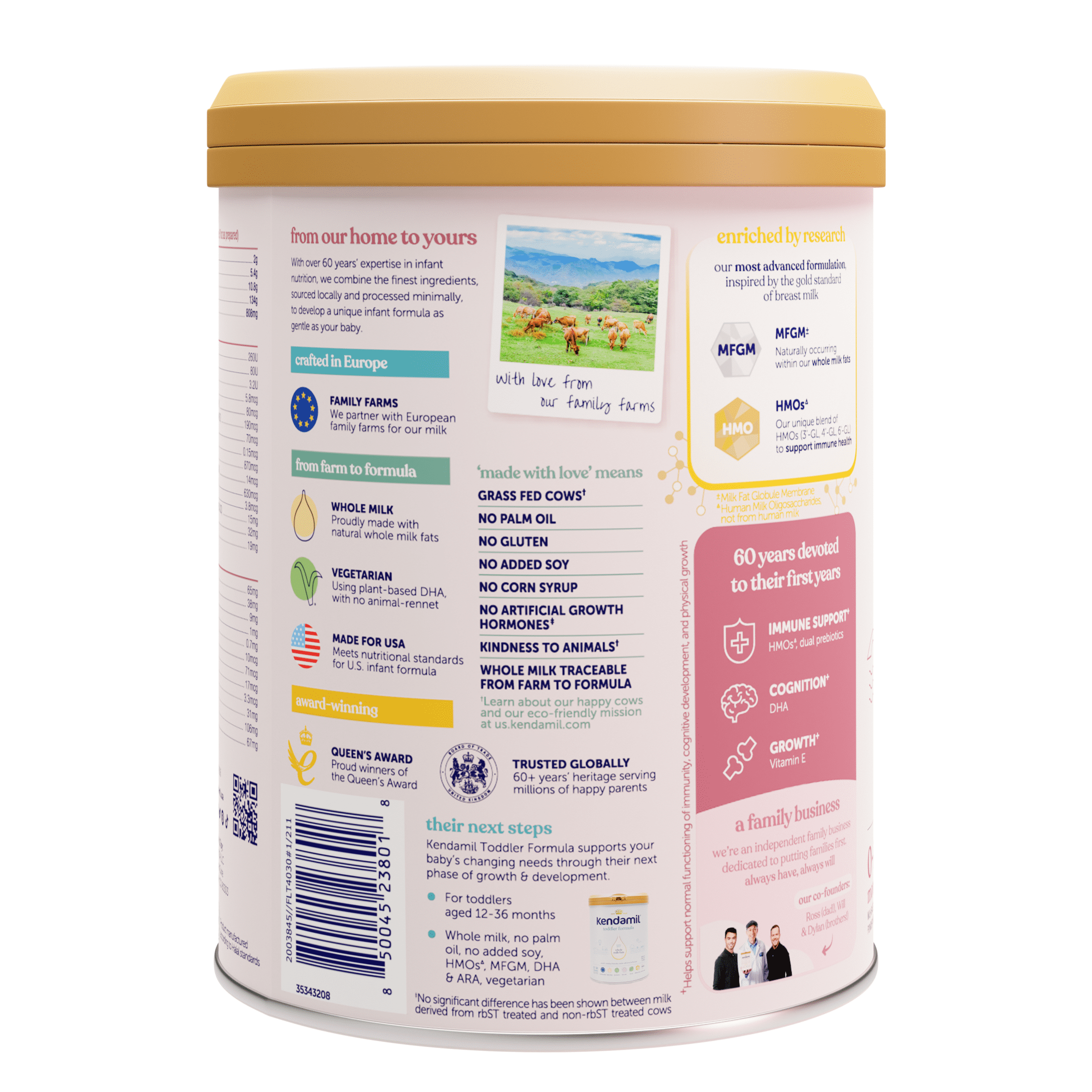 Kendamil European Baby Formula Powder with HMOs, Prebiotics