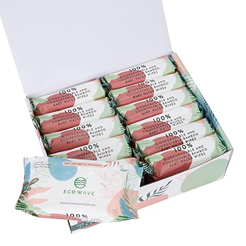 100% Biodegradable Bamboo Baby Wipes, Hypoallergenic - 768 Count