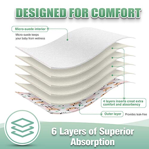 6-Pack Baby Cloth Pocket Diapers + Bamboo Inserts