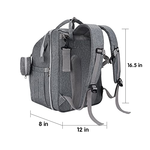 DERJUNSTAR Diaper Bag Backpack,Baby Diaper Bags, Mothers Day Gifts, Multifunctional Travel Diaper Waterproof Backpack for Baby Boy & Girls, with Portable Diaper Pad,Grey