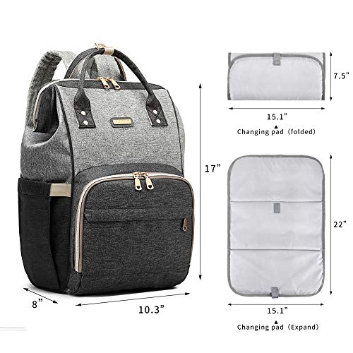 Baby Diaper Bag Backpack with Changing Pad & Insulated Pockets
