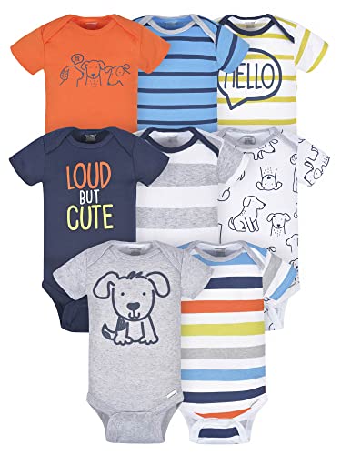 8-Pack Baby Boy's Short Sleeve Onesies, Dog Print