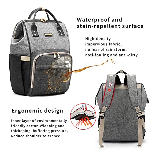 Baby Diaper Bag Backpack with Changing Pad & Insulated Pockets
