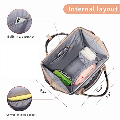 Baby Diaper Bag Backpack with Changing Pad & Insulated Pockets