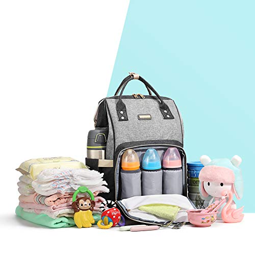 Baby Diaper Bag Backpack with Changing Pad & Insulated Pockets