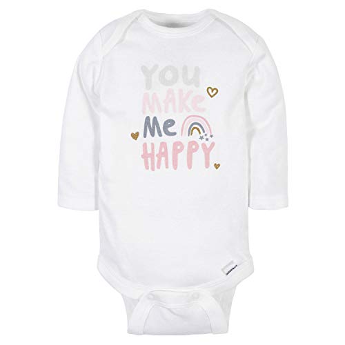 Gerber Baby Girls' 6-Pack Long-Sleeve Onesies, Bear Pink