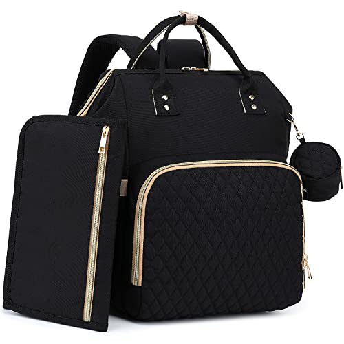 Black Diaper Backpack with Changing Pad - 30L