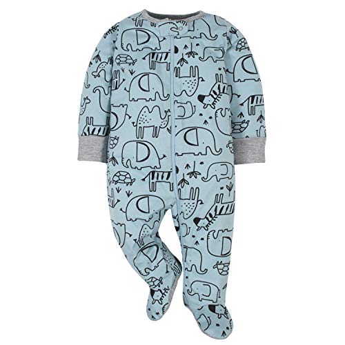 Gerber Baby Boys' 4 Pack Jungle Blue Footie