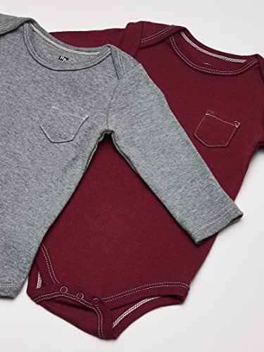 Hudson Baby Cotton Long-sleeve Bodysuits - Burgundy Football