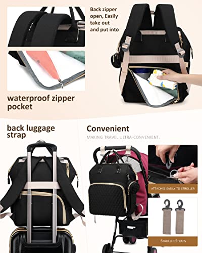 Black Diaper Backpack with Changing Pad - 30L