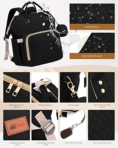 Black Diaper Backpack with Changing Pad - 30L