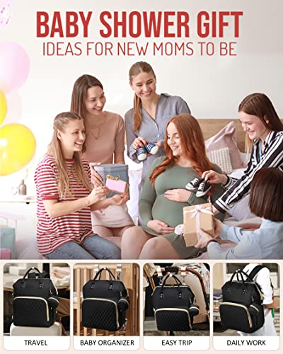 Black Diaper Backpack with Changing Pad - 30L