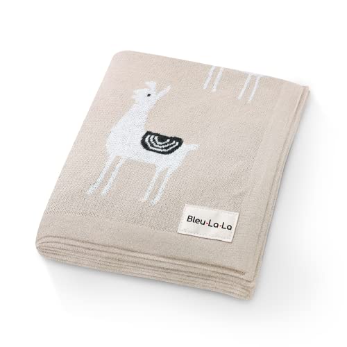 Cozy Unisex Receiving Swaddle Blanket (Llama - Cream)