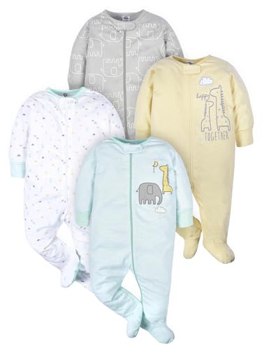 Gerber 4-Pack Unisex Baby Animal Footie Pajamas