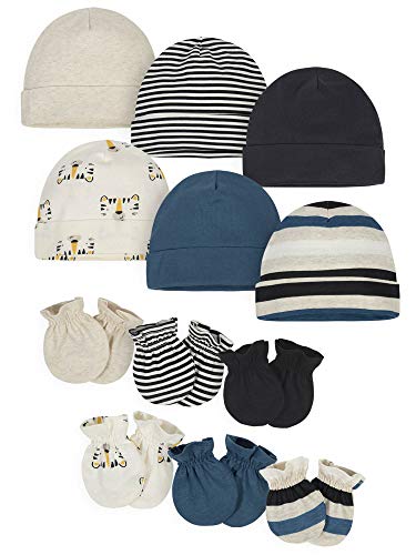 Unisex 12-Piece Baby Cap and Mitten Set
