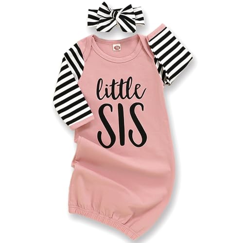 Little Sister Stripe Sleeper Gown for Baby Girls