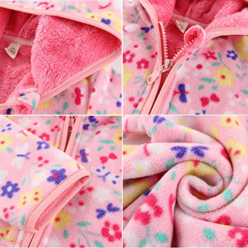 Feidoog Toddler Hooded Fleece Jacket, Pink 2-3T