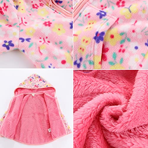 Feidoog Toddler Hooded Fleece Jacket, Pink 2-3T