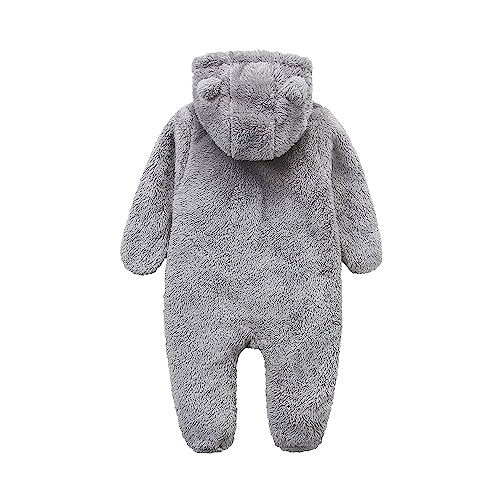 Gray Fluffy Romper for Newborn Boys 0-3 Months