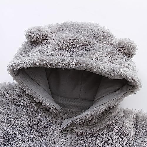 Gray Fluffy Romper for Newborn Boys 0-3 Months