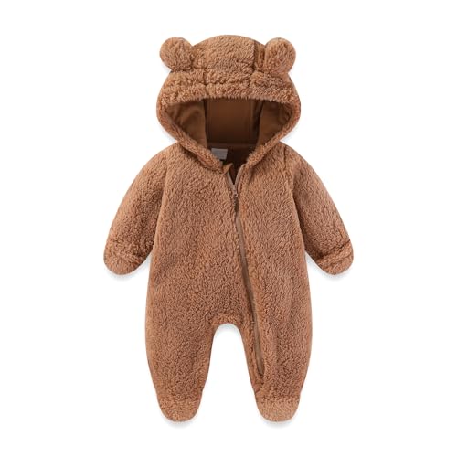Cartoon Bear Winter Fleece Baby Snowsuit Outfit