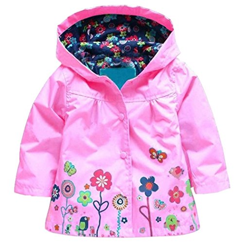 Pink Waterproof Hooded Jacket for Girls (2-3Y)