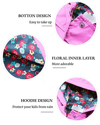 Pink Waterproof Hooded Jacket for Girls (2-3Y)