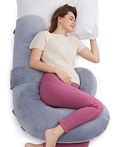 Momcozy F Shaped Pregnancy Pillow with Wedge Support