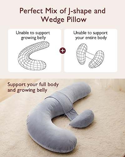 Momcozy F Shaped Pregnancy Pillow with Wedge Support