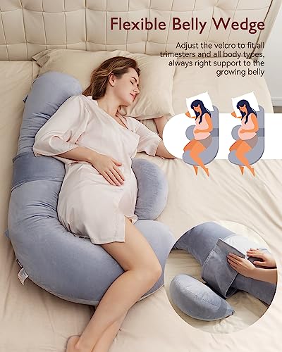 Momcozy F Shaped Pregnancy Pillow with Wedge Support
