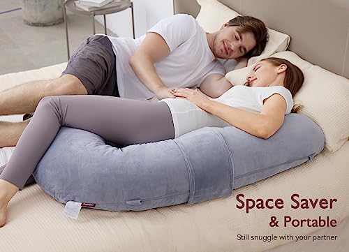 Momcozy F Shaped Pregnancy Pillow with Wedge Support