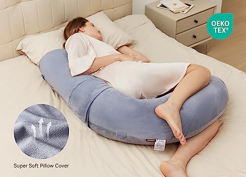 Momcozy F Shaped Pregnancy Pillow with Wedge Support