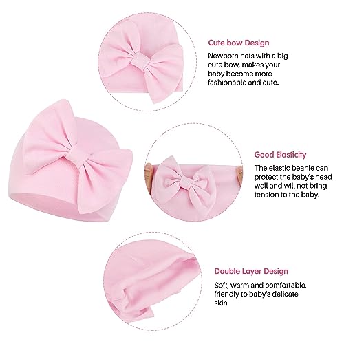 Big Bow Knit Hat and Mitten Set for Infants