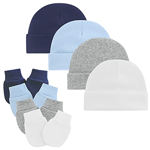 Unisex Baby Beanie and Mittens Set - 4 Pack