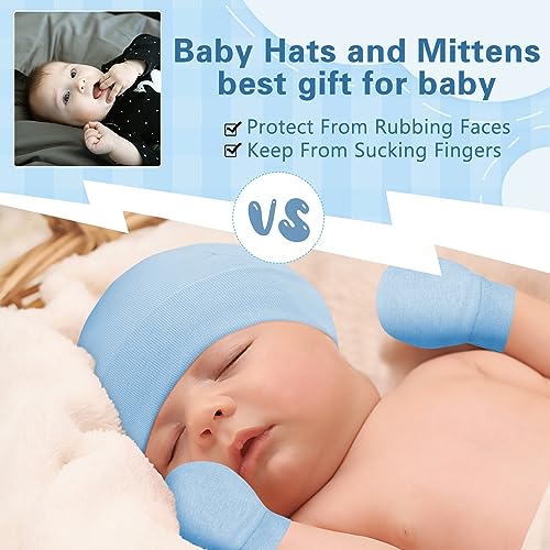 Unisex Baby Beanie and Mittens Set - 4 Pack