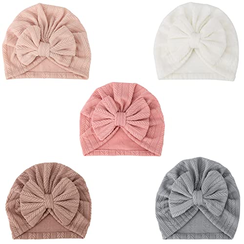 5 Pack Baby Girl Turban Hats with Bows