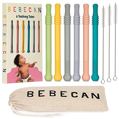 BEBECAN Soft Silicone Teething Sticks for Babies