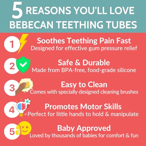 BEBECAN Soft Silicone Teething Sticks for Babies