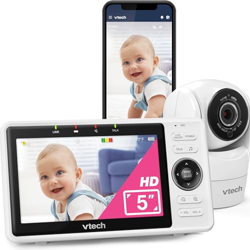 VTech Upgraded Smart WiFi Baby Monitor VM901, 5-inch 720p Display, 1080p Camera, HD NightVision