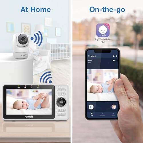 VTech Upgraded Smart WiFi Baby Monitor VM901, 5-inch 720p Display, 1080p Camera, HD NightVision