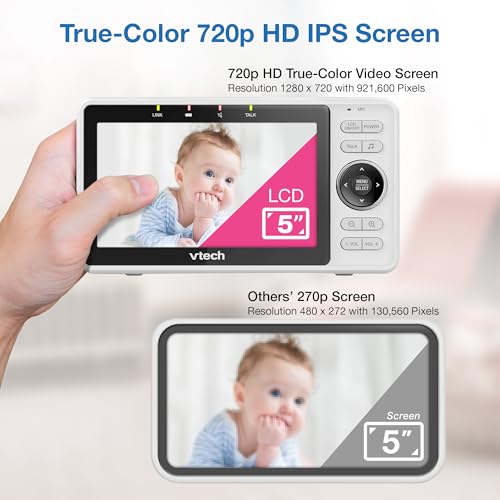 VTech Upgraded Smart WiFi Baby Monitor VM901, 5-inch 720p Display, 1080p Camera, HD NightVision