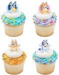 Bluey Cupcake Decorations - 24 Fun 3D Toppers