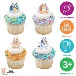 Bluey Cupcake Decorations - 24 Fun 3D Toppers