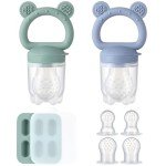 2 Pack Silicone Baby Fruit Feeders with Popsicle Molds
