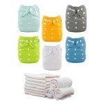 ALVABABY 6 Pack Cloth Diapers with Bamboo Inserts