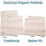 OsoCozy Organic Cotton Prefold Cloth Diapers - Large