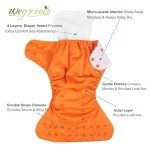 Wegreeco 6 Pack Vibrant Cloth Diapers with Inserts