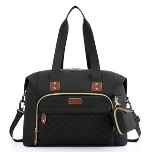 Tuwubi Black Diaper Bag Tote with Pacifier Case
