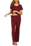 Nursing Pajama Set for Moms in Wine Red